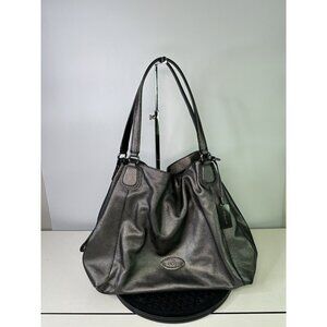 COACH Edie Shoulder Bag Metallic Leather Antique Nickel/Gunmetal 33520